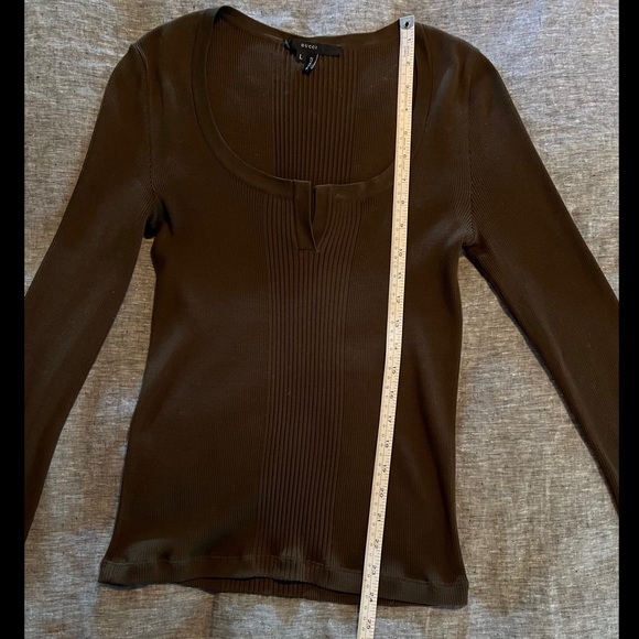 GUCCI Chocolate Long Sleeve Rib Knit Top - Size L in Excellent Condition! - Picture 7 of 11